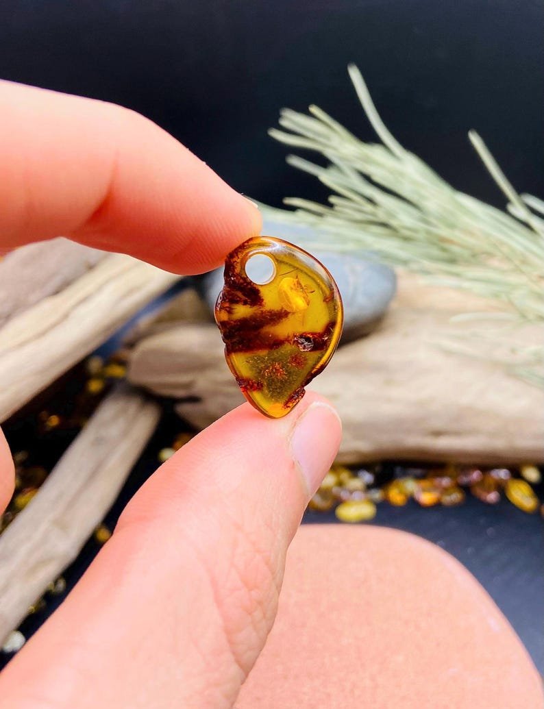 Minimāla stila Dzintara kuloni konjaka nokrāsā