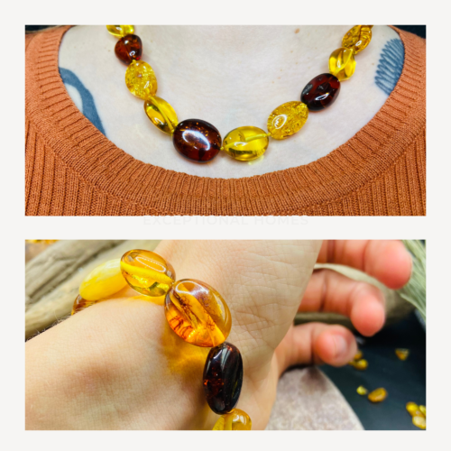 3 Kaklarotas un aproces komplekts - Dzidrā Dzintara Rotas