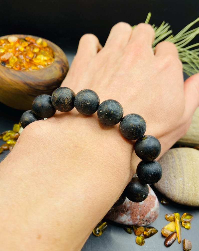 Purva Dzintara lielizmēra aproce, 14mm pērlītes