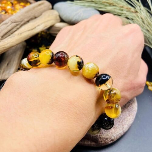 11mm Daudzkrāsainu Dzintara pērlīšu aproce