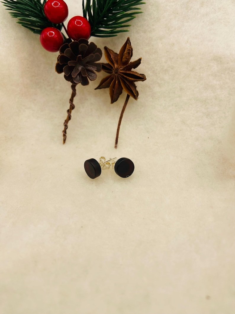 Diska formas grauzdēti Baltijas Dzintara Duramie auskari 2 veidos