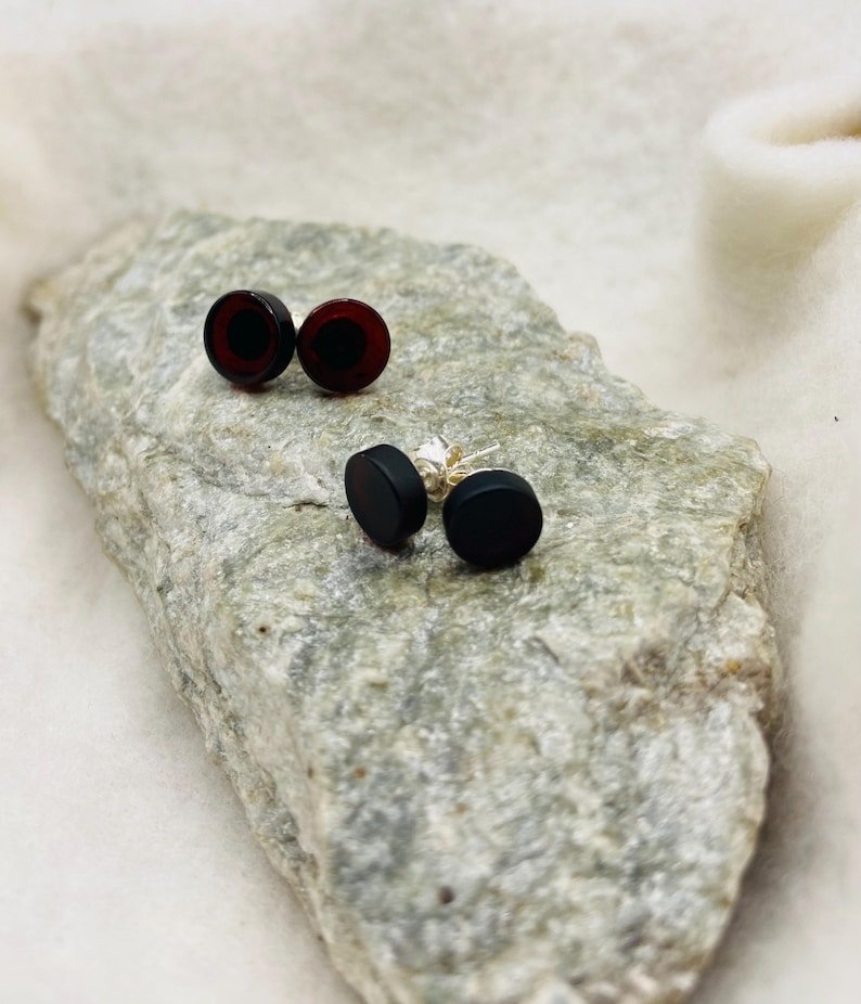 Diska formas grauzdēti Baltijas Dzintara Duramie auskari 2 veidos