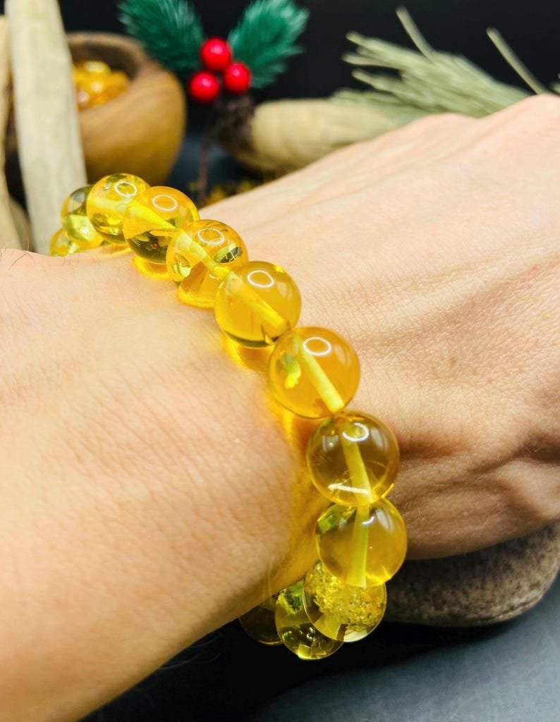 Citrona krāsas 11mm premuim klases Baltijas Dzintara aproce