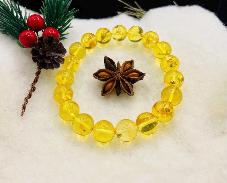 Citrona krāsas 11mm premuim klases Baltijas Dzintara aproce