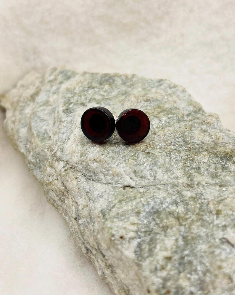 Diska formas grauzdēti Baltijas Dzintara Duramie auskari 2 veidos