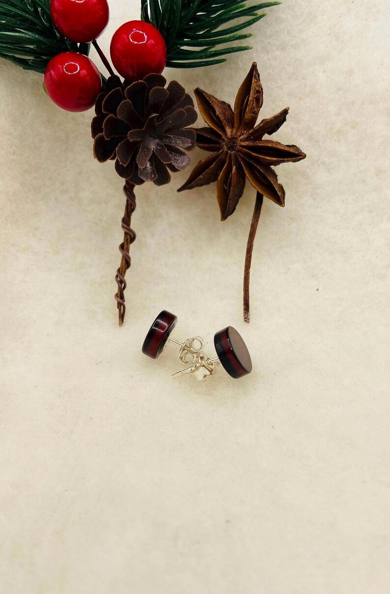 Diska formas grauzdēti Baltijas Dzintara Duramie auskari 2 veidos