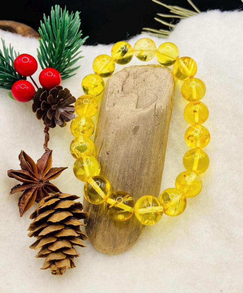 Citrona krāsas 11mm premuim klases Baltijas Dzintara aproce