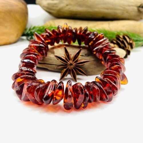 Dzintara ķiršu krāsas šķelto pērlīšu aproce