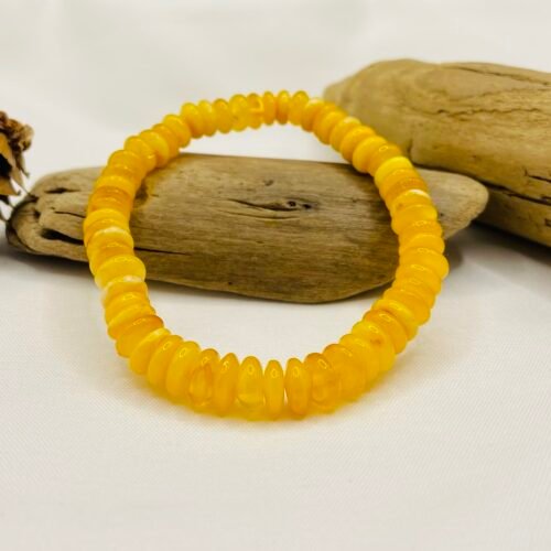 Rondelle formas sviesta toņa smalka Dzintara rokassprādze