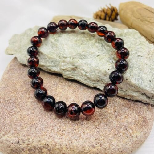 Eleganta ķiršu krāsas aproce ar 8mm apaļām pērlītēm