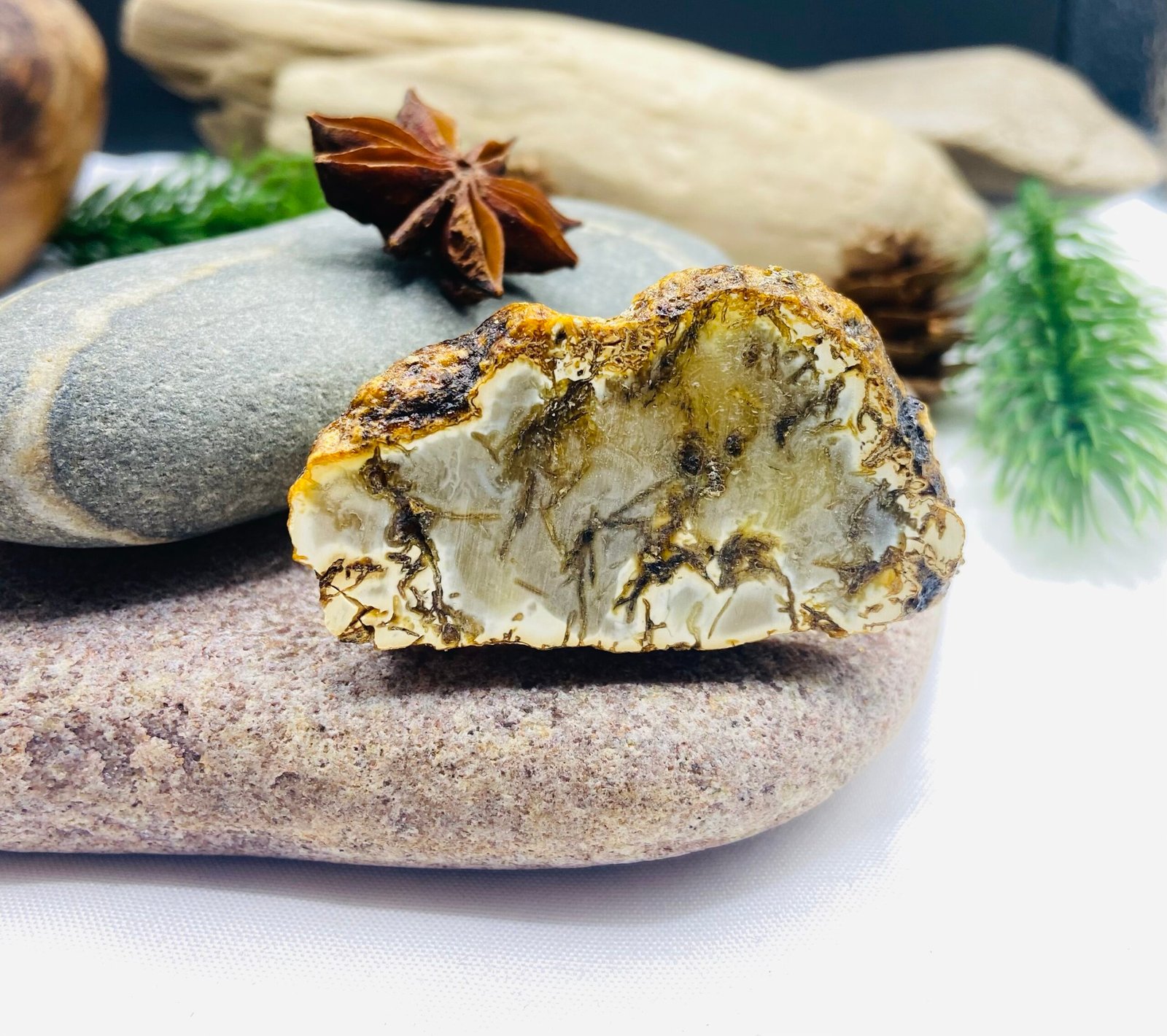 Unikāls balti-melna toņa dzintara gredzens ar sudrabu