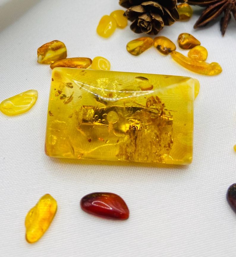 Skaista dzeltenīga Dzintara piespraude ar ietvērumiem