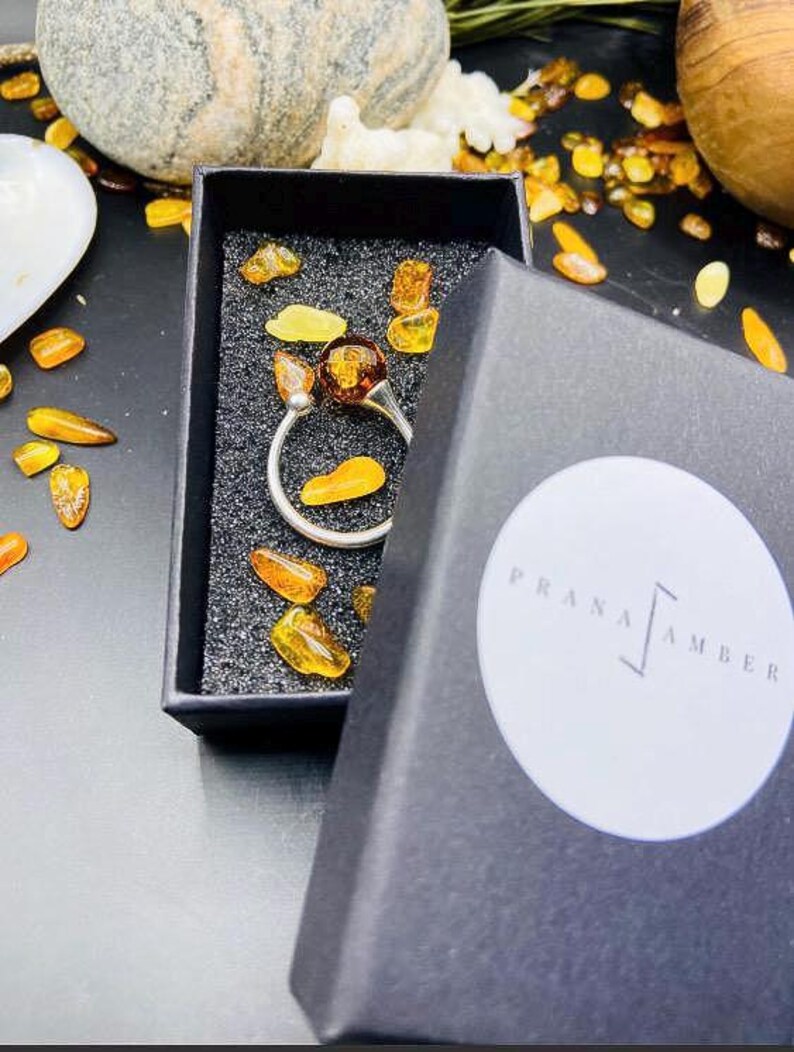 Regulējams Sudraba dzintara gredzens, fasetēts sarkanais akmens