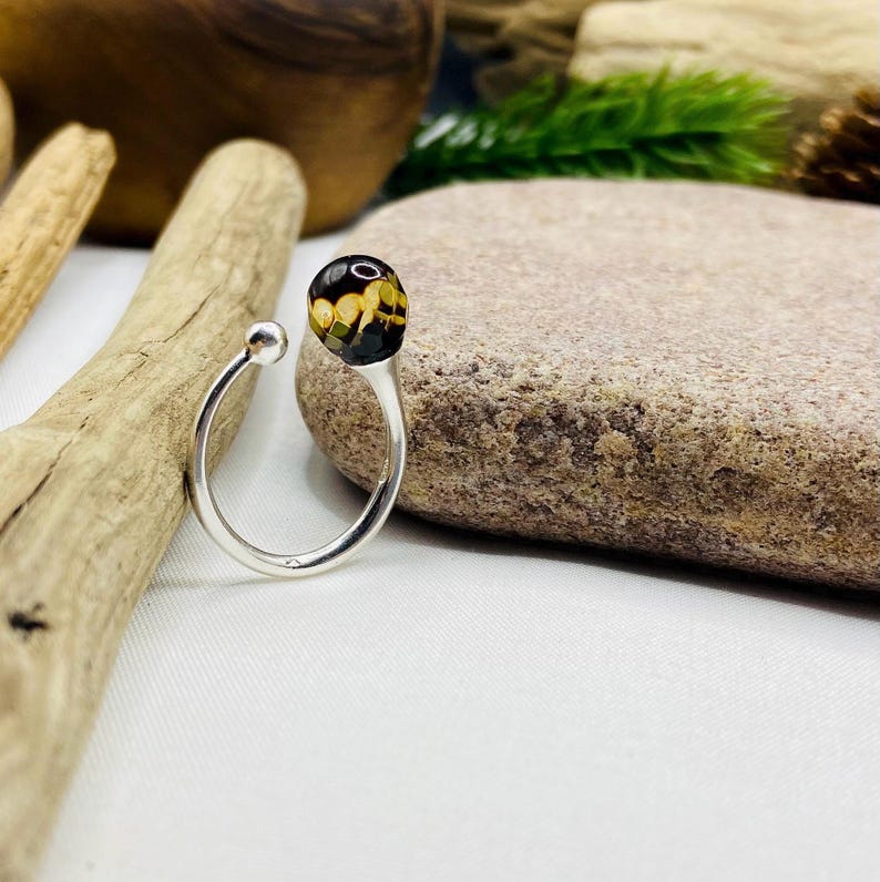 Krāsu mainošs unikāls Baltijas dzintara sudraba gredzens