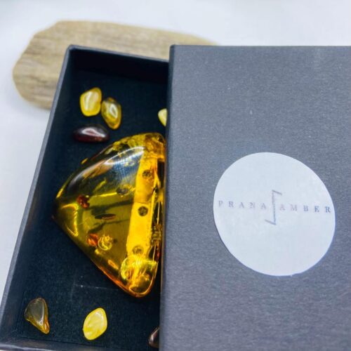 Tīsstūrveida Baltijas dzintara broša, liela izmēra piespraude