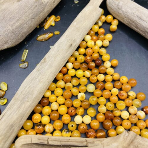 5mm Uguns krāsas dzintara apaļās pērlītes